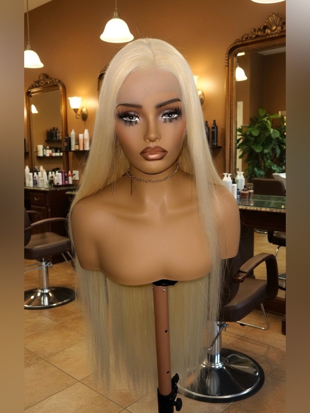 Long Straight Lace Front Wig in Platinum Blonde 36”